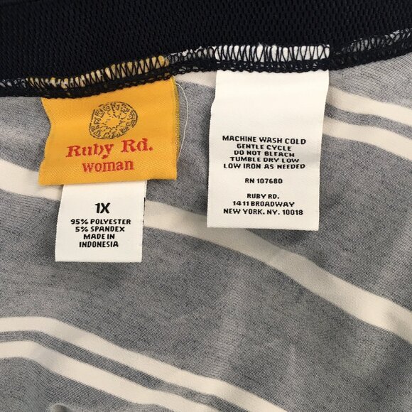 Ruby Rd Asymmetrical Striped Skirt Navy White Nautical NEW Women 1X - Picture 8 of 8